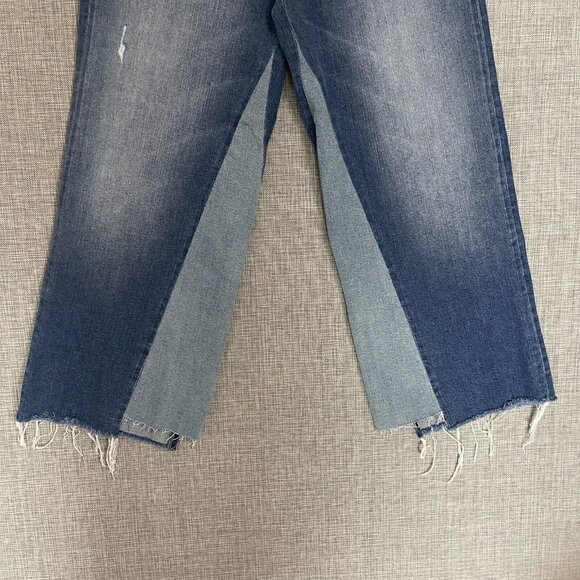 Mavi Jeans Women 27 Blue Elliot High Rise Wide Crop Two Tone Denim New - Picture 5 of 14